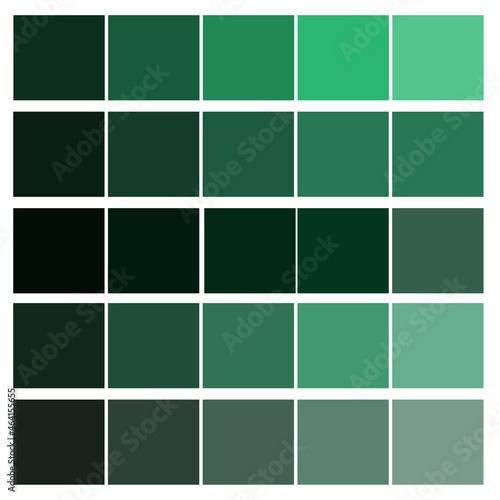 Green color palette. Square elements. Print design. Set collection. Abstract background. Vector illustration. Stock image.