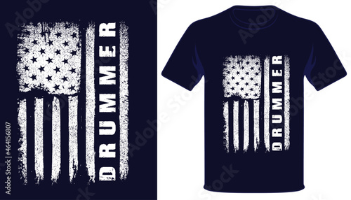 Drummer usa vantage grunge flag tshirt design