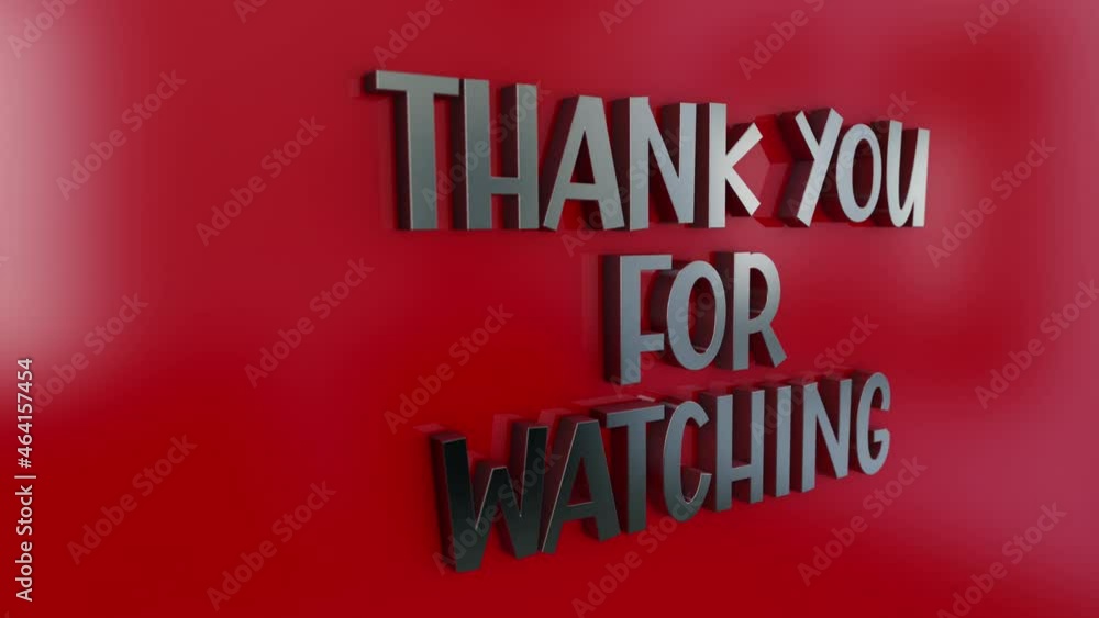 3D chrome text word flying Of THANK YOU FOR WATCHING animation effect ...