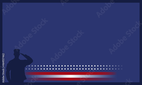 Veterans day background with silhouette of a soldier saluting and copy space area