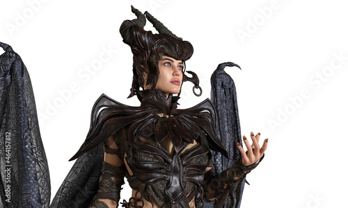 Foto Black magic queen 3d illustration isolated on white background