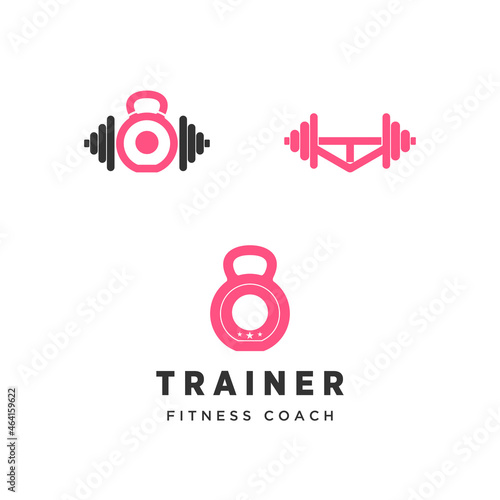 barbell and dumbbell fitness equipment Image graphic icon logo design abstract concept vector stock. Can be used as a symbol associated with sport tool.