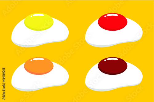 目玉焼きのイラスト色違い4種類セット