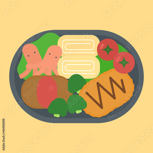 シンプルでかわいいお弁当のイラスト おかずのみ