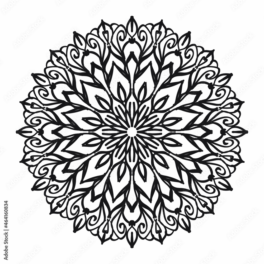 Circular pattern in the form of a mandala for Henna, Mehndi, tattoos, decorations. Decorative decoration in ethnic oriental style. Coloring book page. Circular pattern in the form of a mandala for Henna, Mehndi, tattoos, decorations. Decorative decoration in ethnic oriental style. Coloring book page.