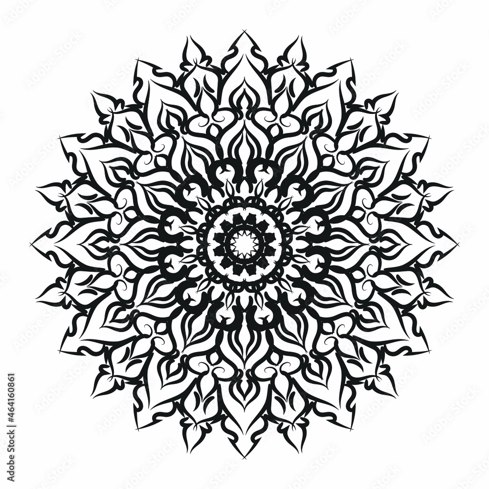 Circular pattern in the form of a mandala for Henna, Mehndi, tattoos, decorations. Decorative decoration in ethnic oriental style. Coloring book page. Circular pattern in the form of a mandala for Henna, Mehndi, tattoos, decorations. Decorative decoration in ethnic oriental style. Coloring book page.