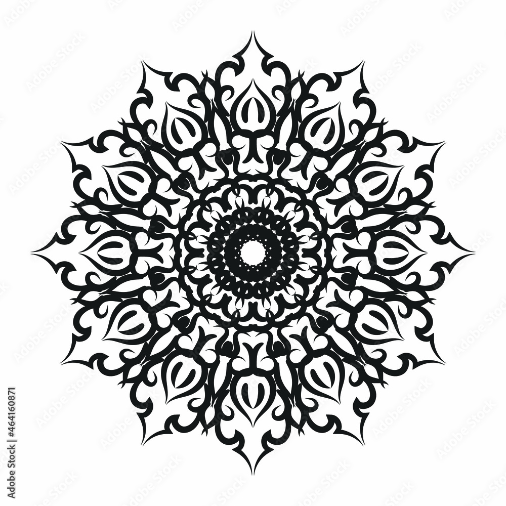 Circular pattern in the form of a mandala for Henna, Mehndi, tattoos, decorations. Decorative decoration in ethnic oriental style. Coloring book page. Circular pattern in the form of a mandala for Henna, Mehndi, tattoos, decorations. Decorative decoration in ethnic oriental style. Coloring book page.