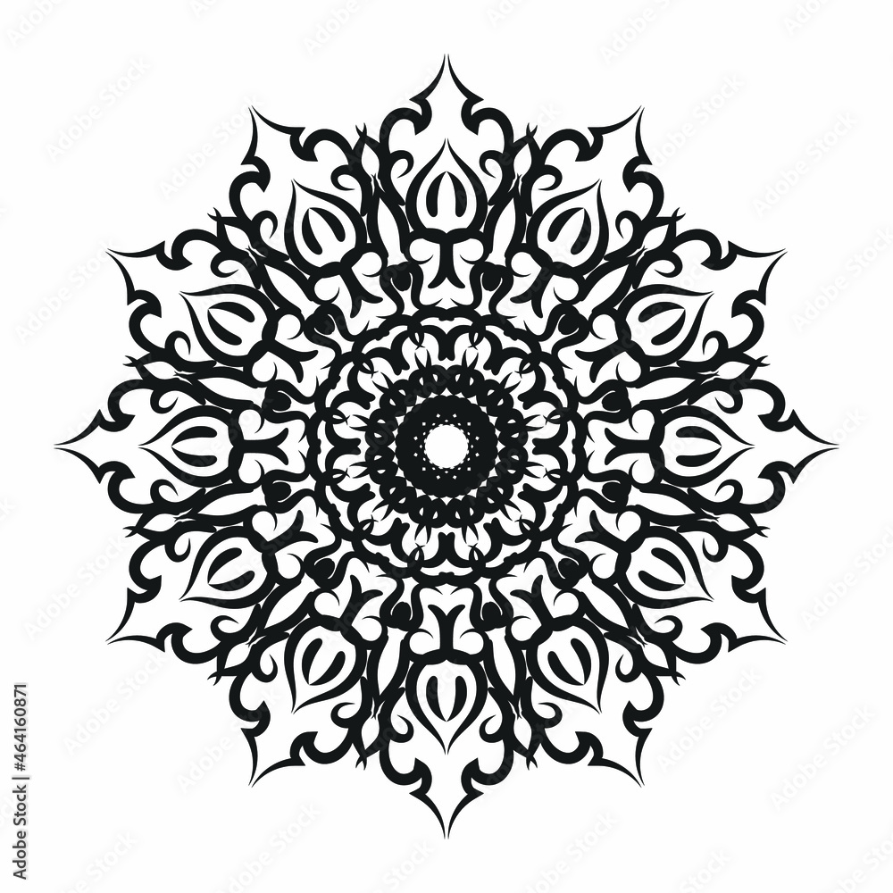 Circular pattern in the form of a mandala for Henna, Mehndi, tattoos, decorations. Decorative decoration in ethnic oriental style. Coloring book page.