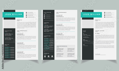 Resume and Cover Letter Set 2-Page Resume Design Job Applications