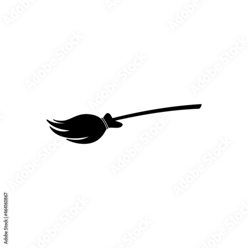Flying broom icon isolated on white background. Witch Broom. Magic and witchcraft logo. A magical item. Vector illustration.