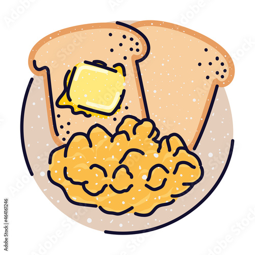 bread and scrambled eggs