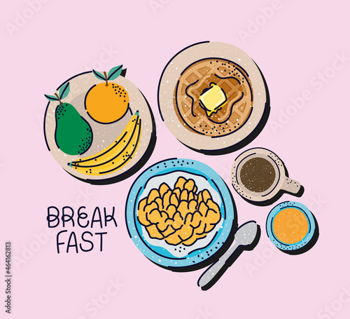 beautiful breakfast illustration