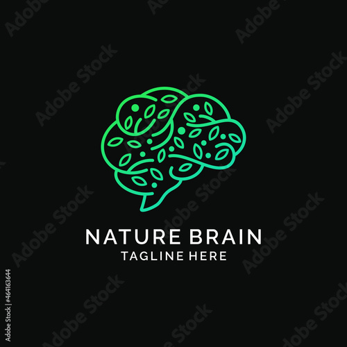 Health brain nature mind logo design