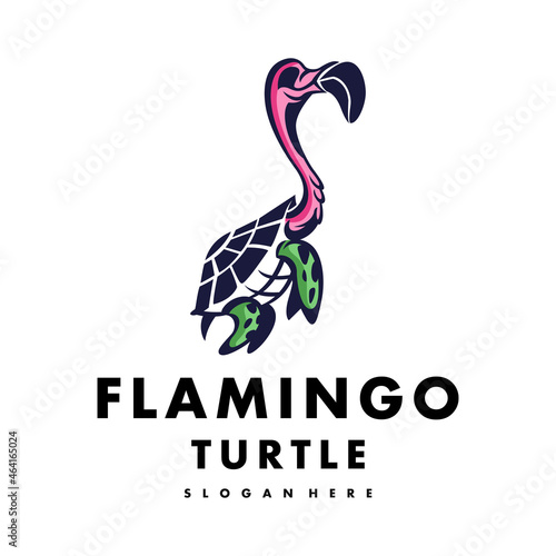 Fototapeta Naklejka Na Ścianę i Meble -  Logo Flamingo Turtle General Good For Any Industry