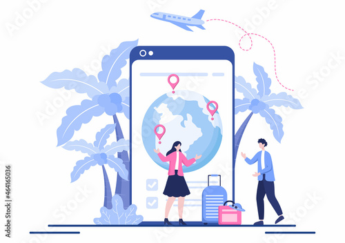 Travel Around The World Vector Illustration Background. Time to Visits Icon Landmarks and Other Tourist Attractions of the Country