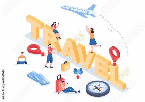 Travel Around The World Vector Illustration Background. Time to Visits Icon Landmarks and Other Tourist Attractions of the Country