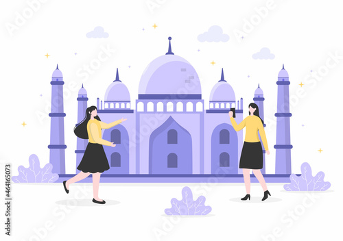 Travel to India Background Vector Illustration. Time to Visit the Icon Landmarks of these World Famous Tourist Attractions of the Country