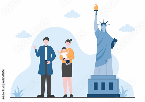 Travel to USA Background Vector Illustration. Time to Visit the Icon Landmarks of these World Famous Tourist Attractions of the Country