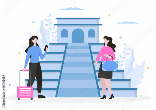 Travel to Mexico Background Vector Illustration. Time to Visit the Icon Landmarks of these World Famous Tourist Attractions of the Country