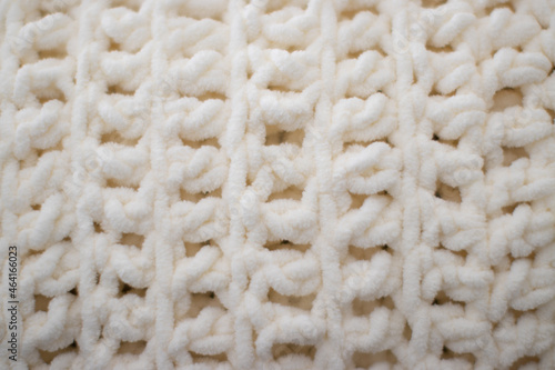 Ivory White Yarn Pattern Texture Closeup Background