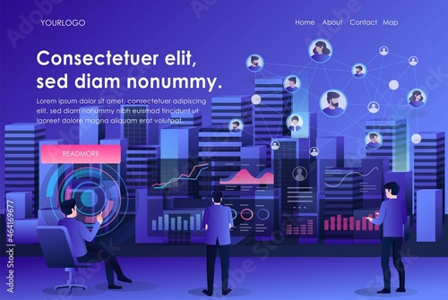 Smart city with technology data analytics and digital transformation social media network