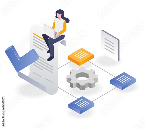 Woman at work processing company document data