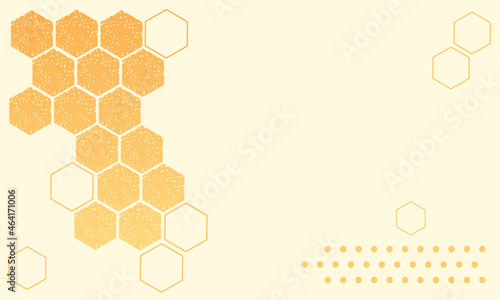 Abstract beehive honeycomb with hexagon grid cells on yellow background vector illustration.