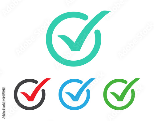 Set of check mark icon. Tick, check list icon on white background. Vector illustration
