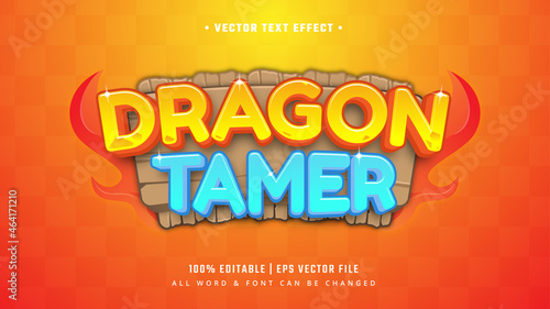 Dragon Tamer Gaming 3d Text Style Effect. Editable Illustrator Text Style.