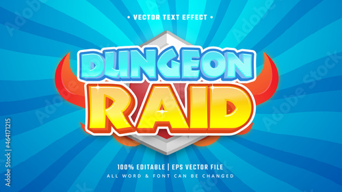 Dungeon Raid Game 3d Text Style Effect. Editable Illustrator Text Style.