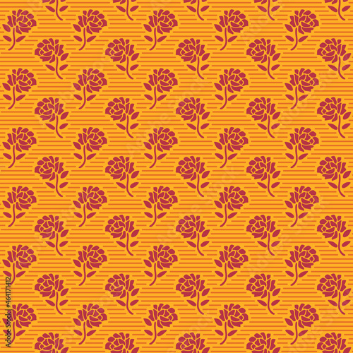 Japanese Rose Motif Vector Seamless Pattern