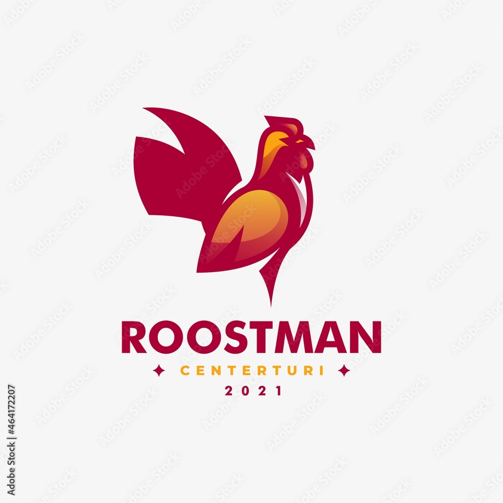 Fototapeta premium Vector Logo Illustration Rooster Simple Mascot Style.