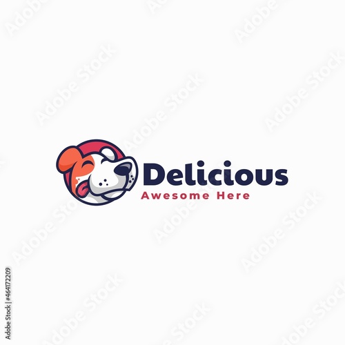 Vector Logo Illustration Dog Mascot Cartoon Style.