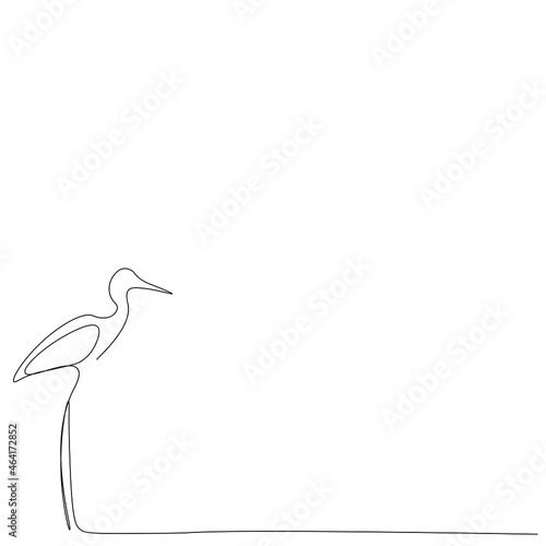 Heron bird on white background line drawing vector illustration