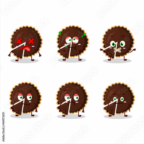 Chocolate tart cartoon character with nope expression