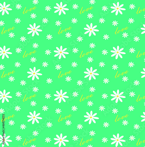 seamless pattern with spring chamomile in vector 