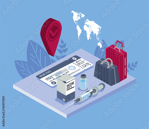 vaccine and travel icons