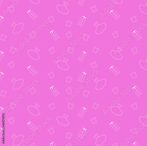 seamless pattern with clothes on pink background in vector 