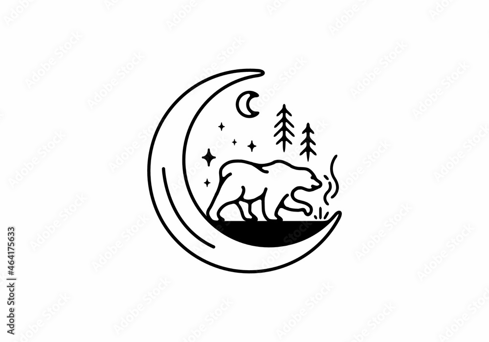 Line art illustration of wild bear Line art illustration of wild bear