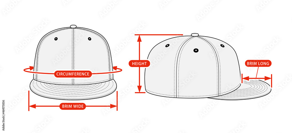 Clothing size chart vector illustration ( Baseball cap ) Stock Vector |  Adobe Stock