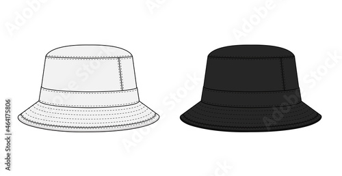 Bucket hat template vector illustration set photo