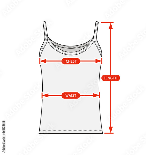 Clothing size chart vector illustration ( Woman camisole dress )