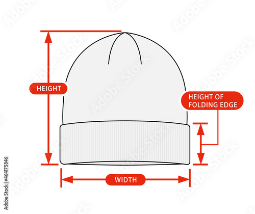 Clothing size chart vector illustration ( Beanie cap )