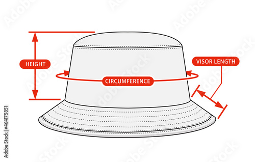 Clothing size chart vector illustration ( Backet hat )