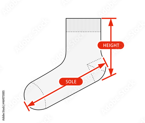 Clothing size chart vector illustration ( Sock )