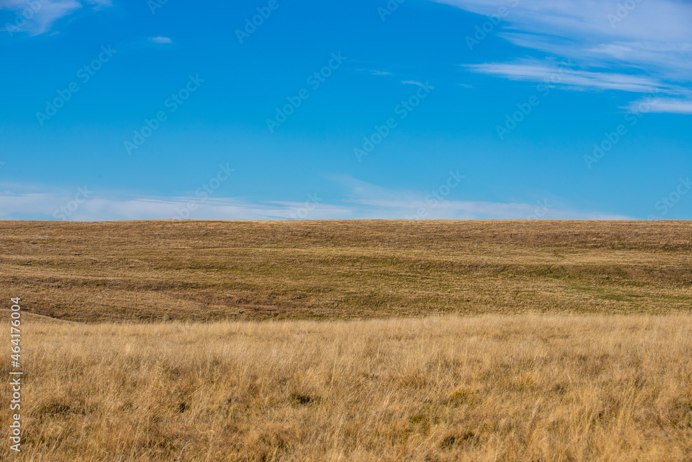 a landscape with a field of dry grass and blue sky a landscape with a field of dry grass and blue sky