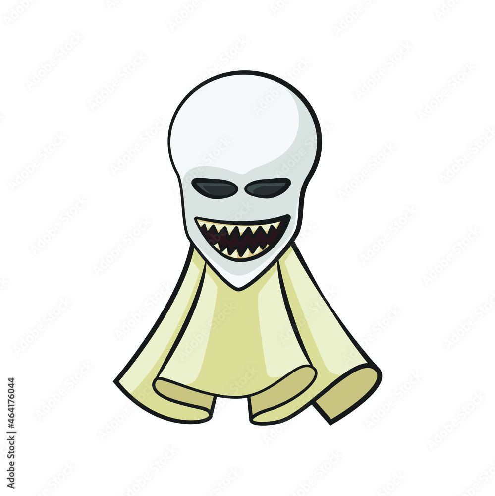 Monster ghost in drawing style isolated vector. Halloween cartoon on white background. Monster ghost in drawing style isolated vector. Halloween cartoon on white background.