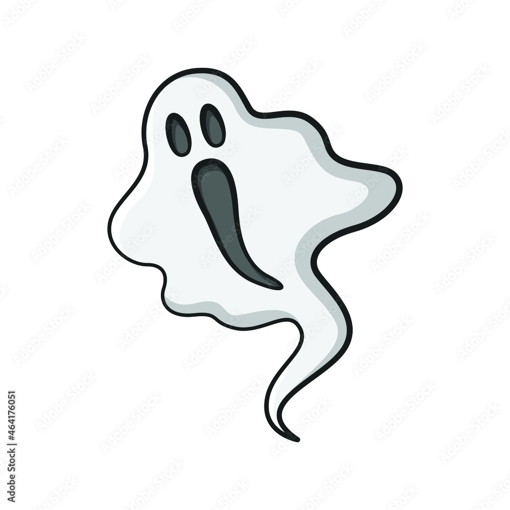 Ghost in drawing style isolated vector. Halloween cartoon on white background. Ghost in drawing style isolated vector. Halloween cartoon on white background.