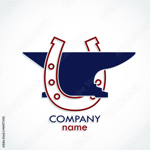anvil with horse shoe color logo design