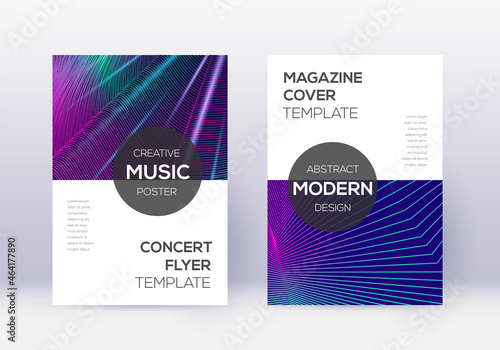 Modern cover design template set. Neon abstract li